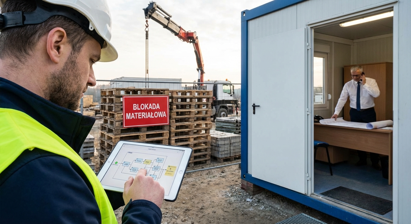 Jak opisać blokadę materiałową, żeby biuro mogło szybko zareagować